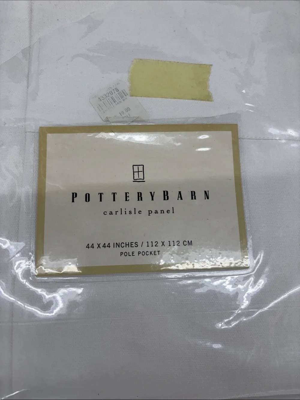 NWT Pottery Barn White Carlisle Panel Pole-Pocket Curtain